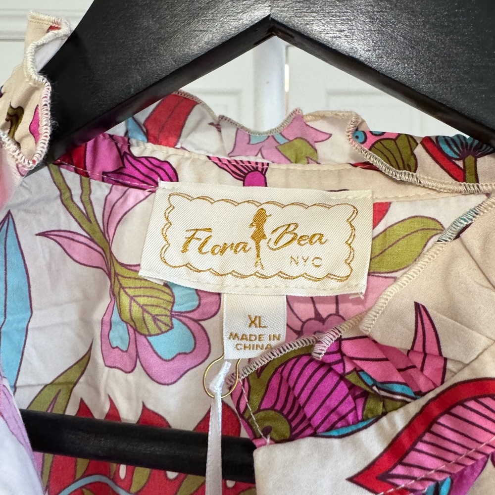 NWT Flora Bea NYC Adelina floral dress in ivory riverhill size XL - Picture 7 of 11